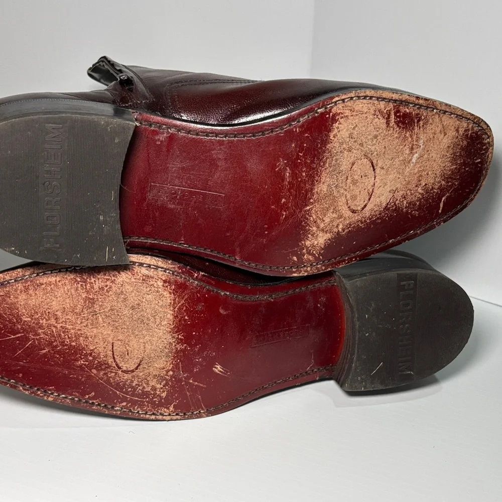 Vintage Florsheim 70’s dress ankle Burgundy Leather Boots. Groovy baby! box‎ 14